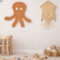Rotan wanddecoratie Squizy met haken