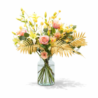 Peachless - Zijden boeket - Zijden bloemen boeket - Boeket kleuren explosie - Groot Zijde boeket - L